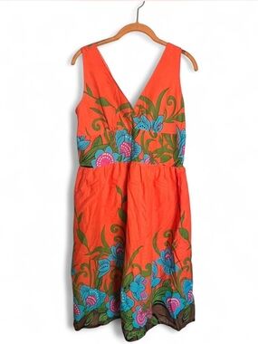 Vibrant Orange Floral V-Neck Sundress